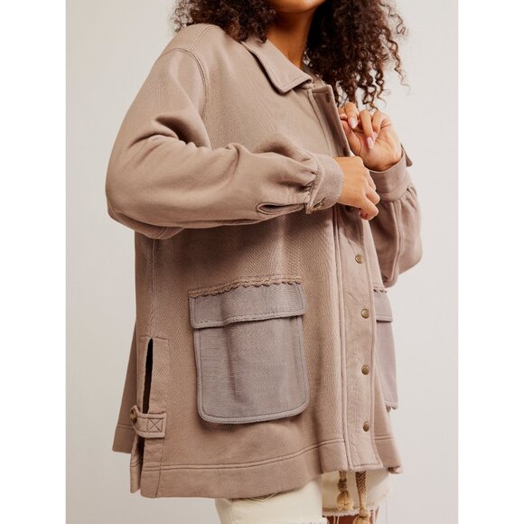 NWT Free People Tan Hooded Sweatshirt - Picture 3 of 6